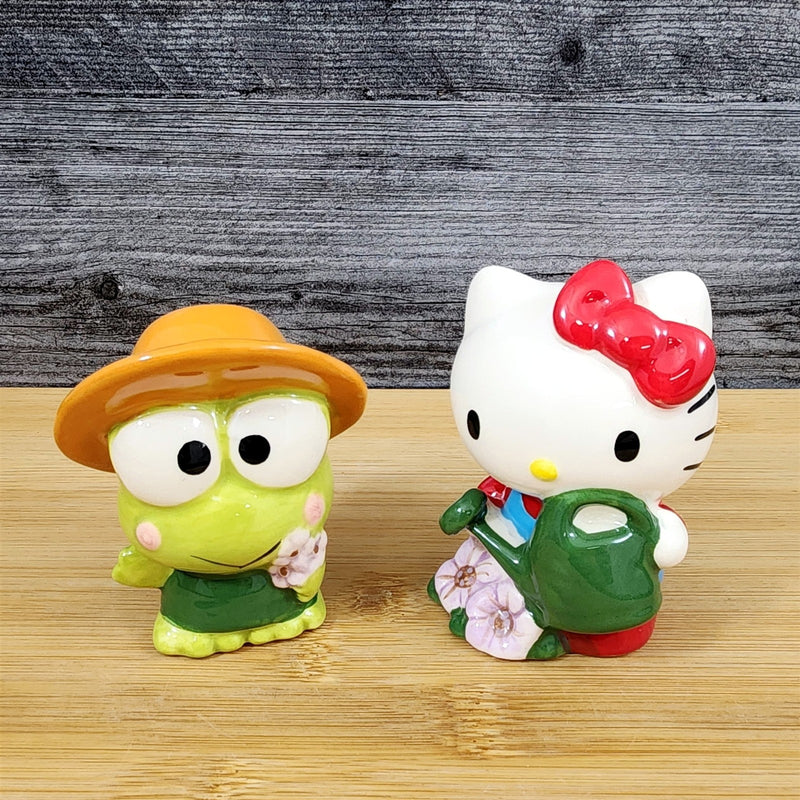Load image into Gallery viewer, Hello Kitty and Keroppi Frog Salt Pepper Set Gardening Ceramic by Blue Sky