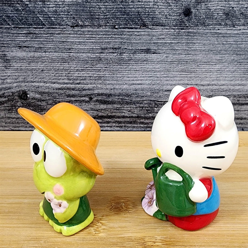 Load image into Gallery viewer, Hello Kitty and Keroppi Frog Salt Pepper Set Gardening Ceramic by Blue Sky