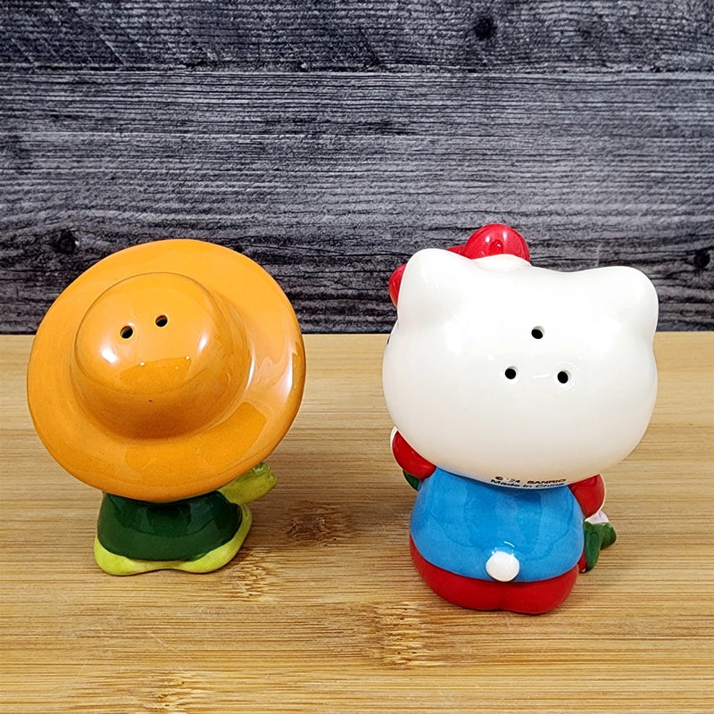 Load image into Gallery viewer, Hello Kitty and Keroppi Frog Salt Pepper Set Gardening Ceramic by Blue Sky