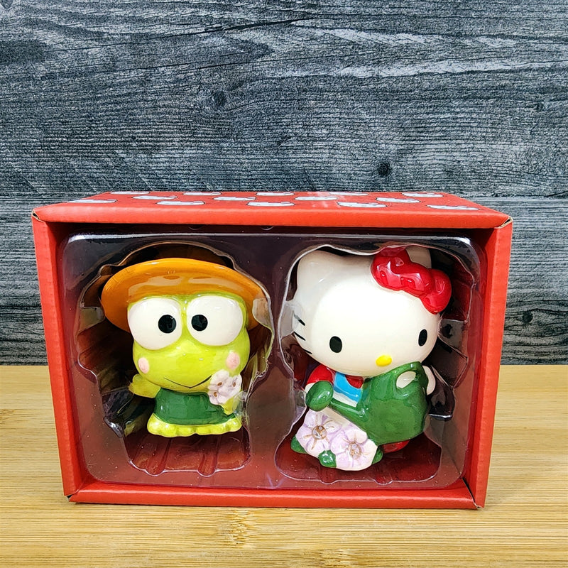 Load image into Gallery viewer, Hello Kitty and Keroppi Frog Salt Pepper Set Gardening Ceramic by Blue Sky