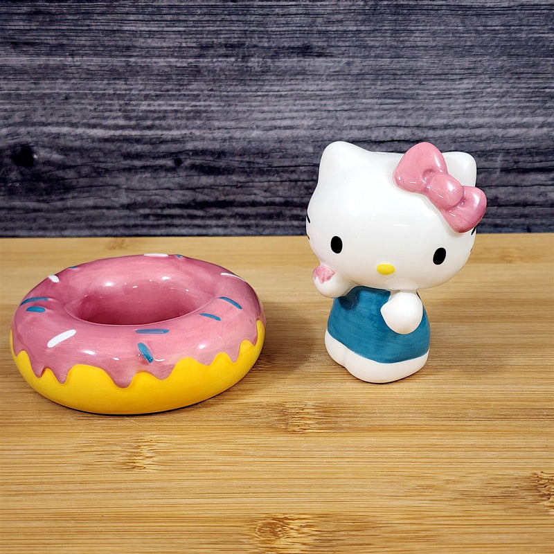 Load image into Gallery viewer, Hello Kitty Donut Tasting Salt Pepper Set Collectible Ceramic by Blue Sky
