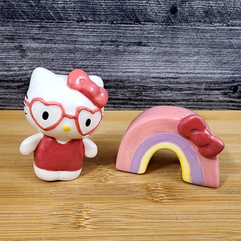 Load image into Gallery viewer, Hello Kitty Salt Pepper Set Happy Rainbow Ceramic Blue Sky