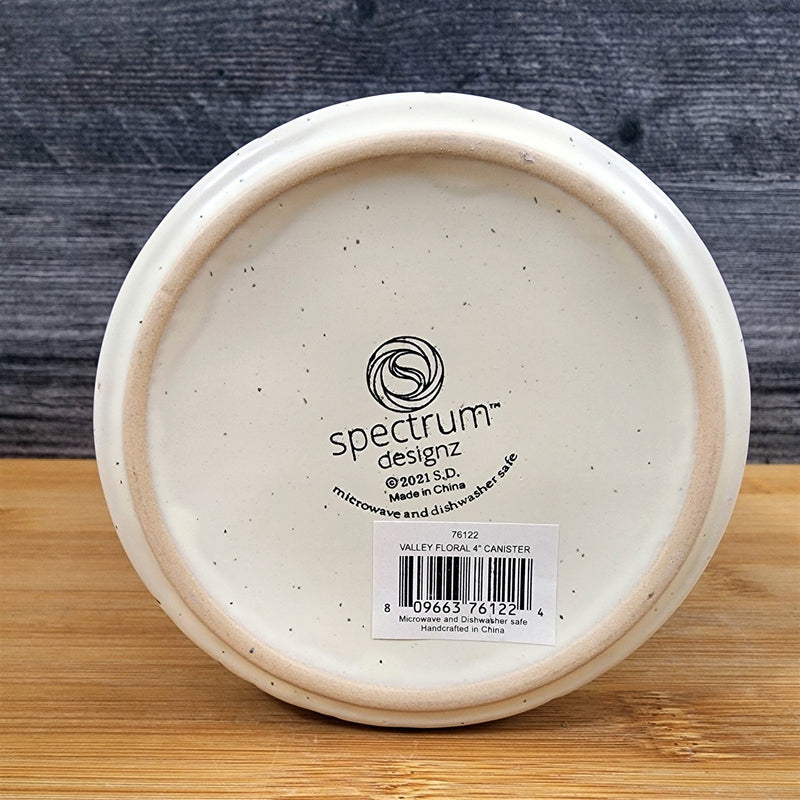 Load image into Gallery viewer, Botanical Canister & Lid Embossed 4" Ceramic White Jar Floral Summer Blue Sky