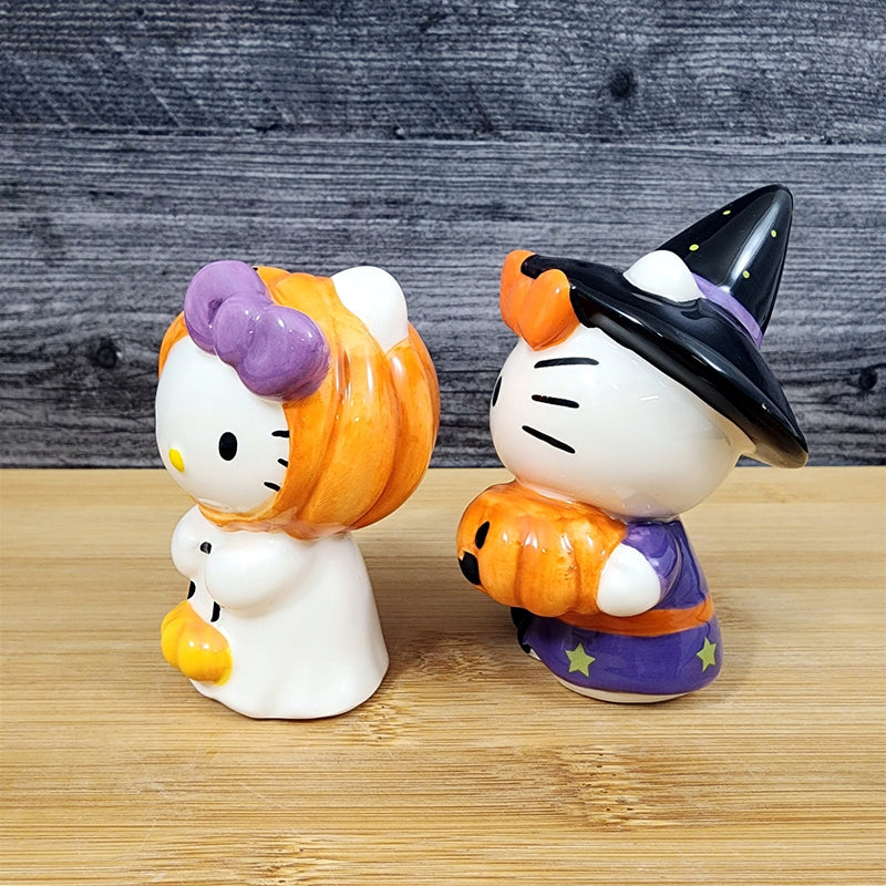 Load image into Gallery viewer, Hello Kitty Halloween Trick Treat Collectible Salt Pepper Set Ceramic Blue Sky
