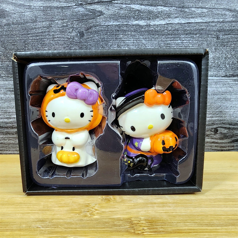 Load image into Gallery viewer, Hello Kitty Halloween Trick Treat Collectible Salt Pepper Set Ceramic Blue Sky
