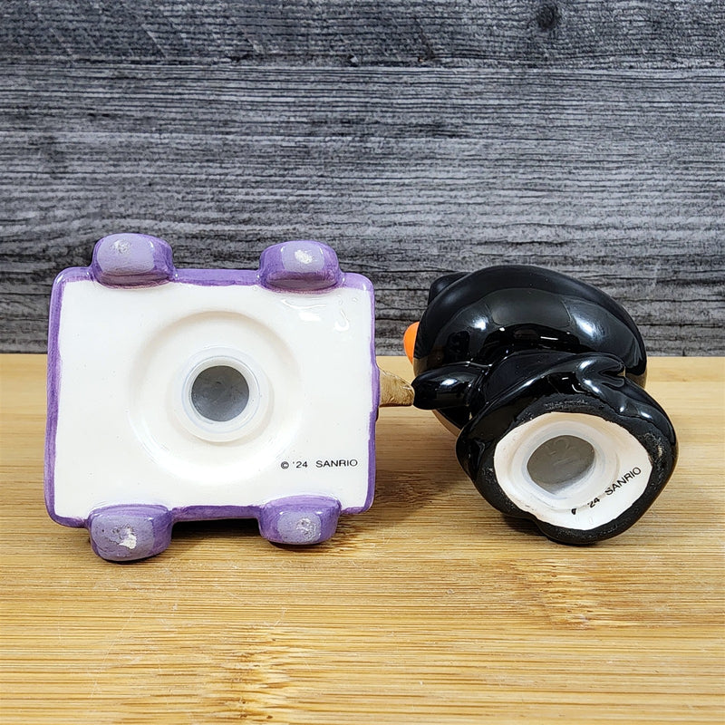 Load image into Gallery viewer, Hello Kitty Salt Pepper Set Halloween Jack-O-Lantern Pumpkin Cart Blue Sky