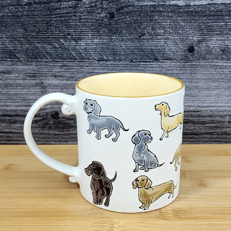 Load image into Gallery viewer, Dachshund Coffee Mug Doxie Breed Dog Ceramic Embossed 21oz Tea Cup Blue Sky