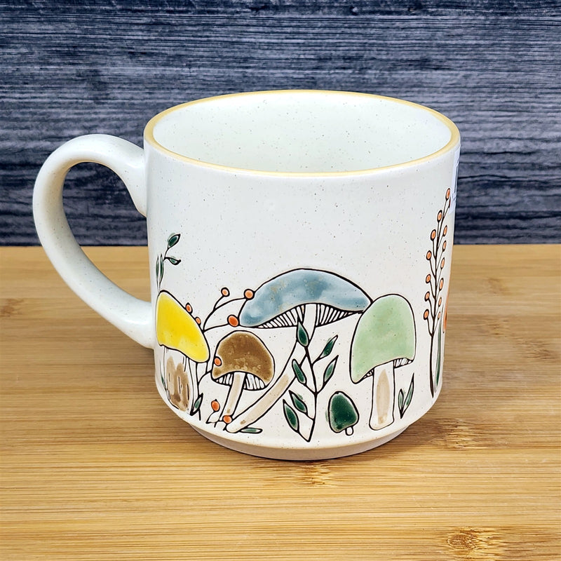 Load image into Gallery viewer, Mushroom Coffee Mug Morel Red Yellow Botanical Ceramic Tea Cup Blue Sky 18oz