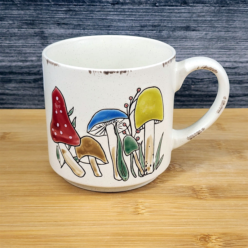 Load image into Gallery viewer, Mushroom Botanical Morel Coffee Mug Red Yellow Ceramic 18oz Tea Cup Blue Sky