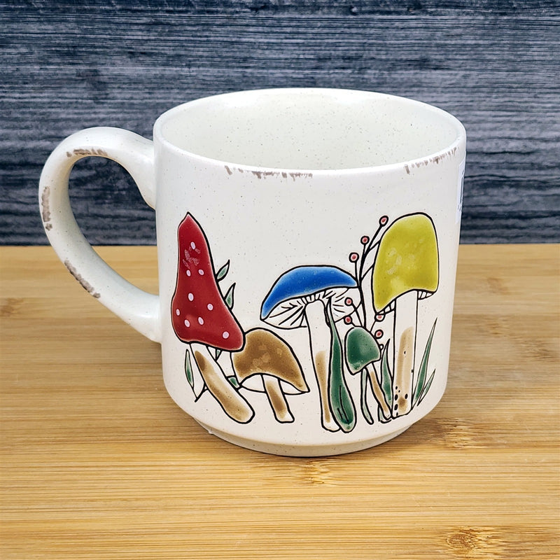 Load image into Gallery viewer, Mushroom Botanical Morel Coffee Mug Red Yellow Ceramic 18oz Tea Cup Blue Sky