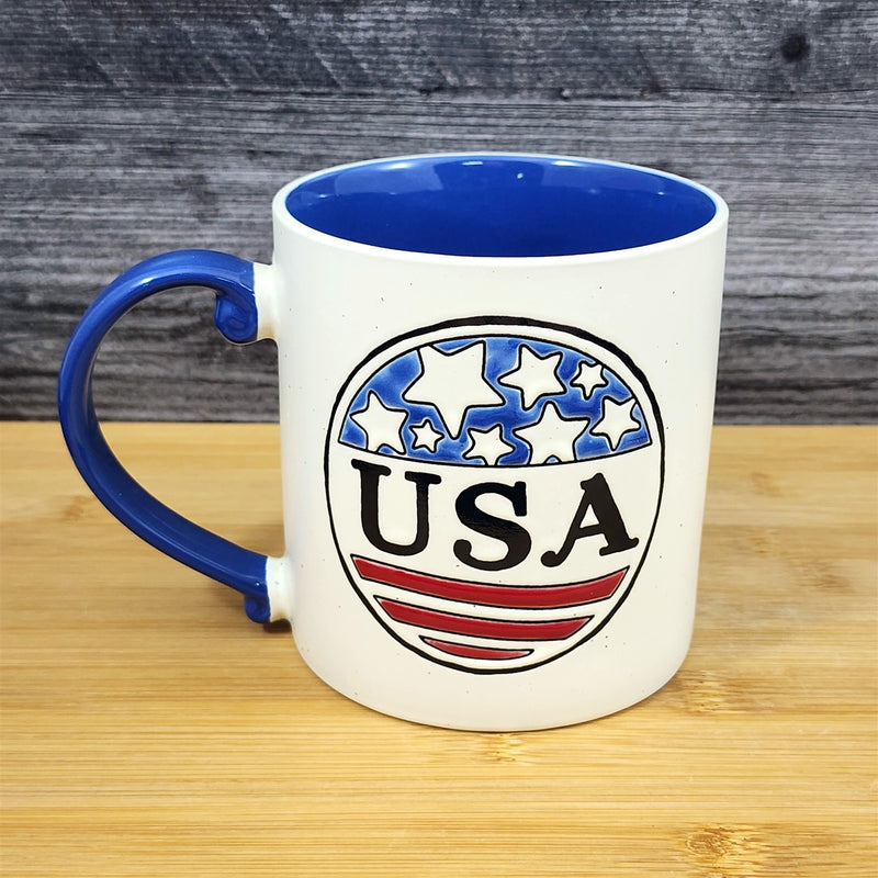 Load image into Gallery viewer, Red White Blue America Mug USA Ceramic Coffee Cup Blue Sky 21oz Patriot