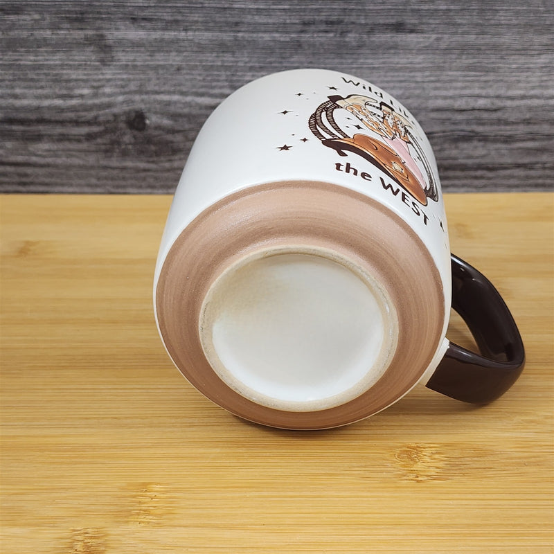 Load image into Gallery viewer, Wild Like the West Coffee Mug Cowgirl Ceramic Tea Cup Blue Sky Country Western