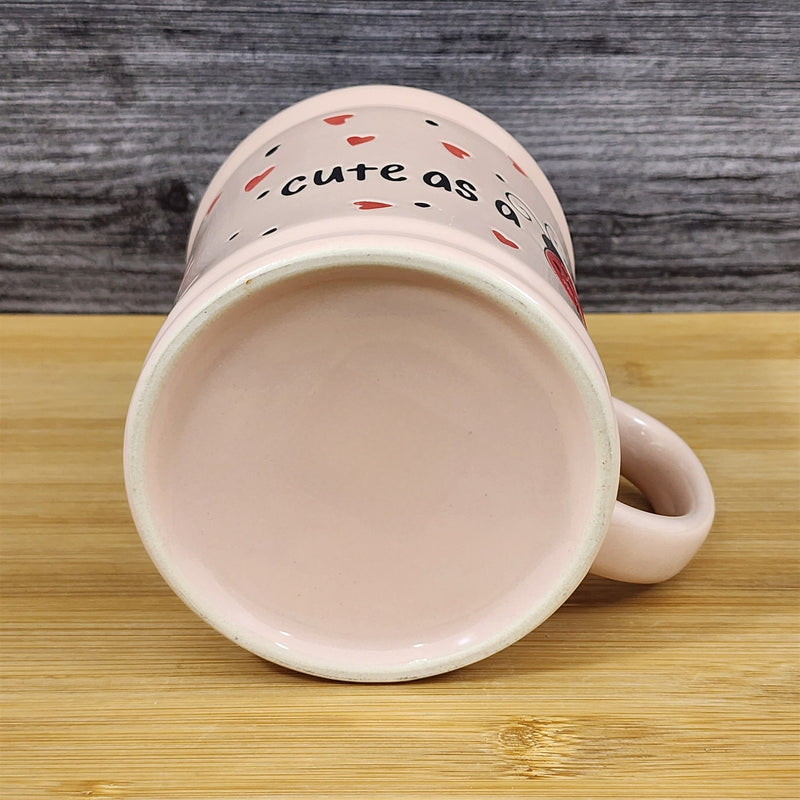 Load image into Gallery viewer, Ladybug Hearts Whimsical Love Mug Embossed Red Ceramic Tea Coffee Cup Blue Sky