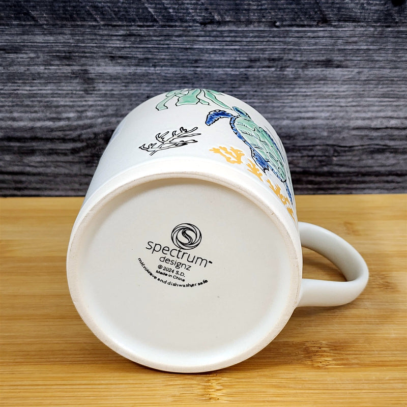Load image into Gallery viewer, Whimsical Sea Turtle Coffee Mug Marine Ocean Coral Life Tea Cup Blue Sky Ceramic