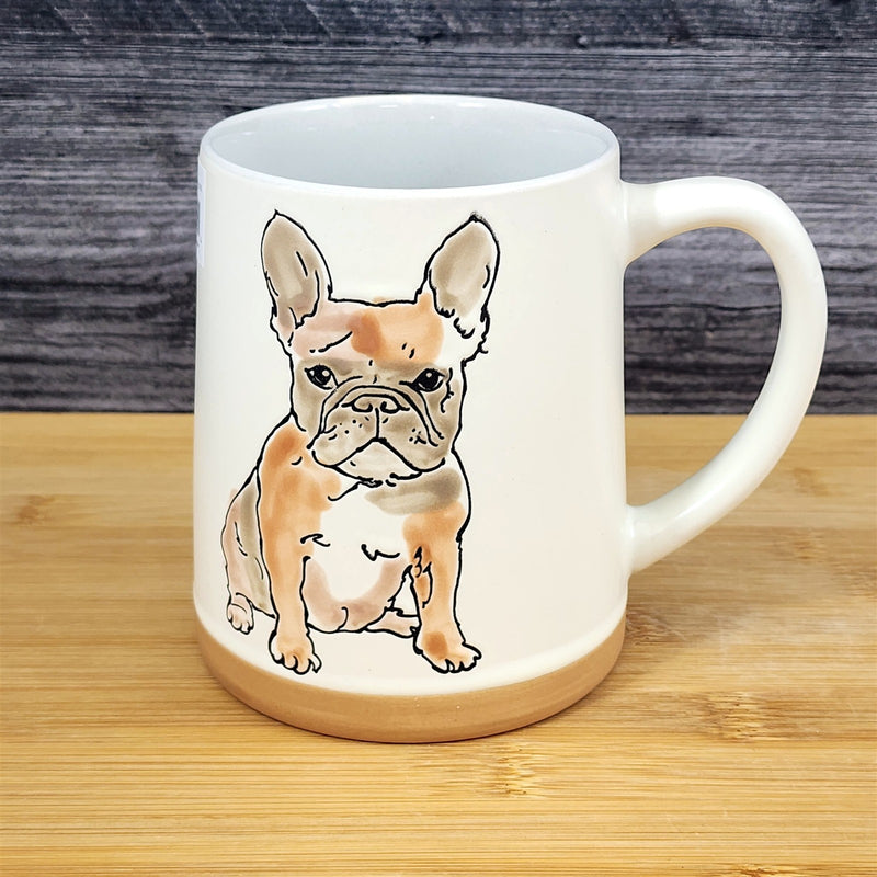 Load image into Gallery viewer, French Bulldog Coffee Mug Dog Bully Breed Cup Blue Sky Ceramic Embossed 18 oz