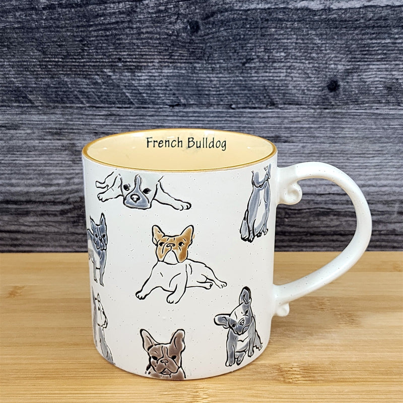 Load image into Gallery viewer, French Bulldog Coffee Mug Ceramic Dog Tea Cup Bully Breed Blue Sky 21oz Embossed