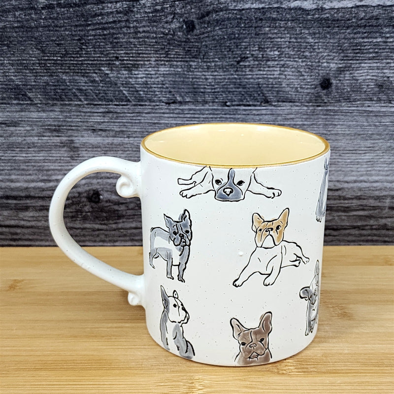 Load image into Gallery viewer, French Bulldog Coffee Mug Ceramic Dog Tea Cup Bully Breed Blue Sky 21oz Embossed
