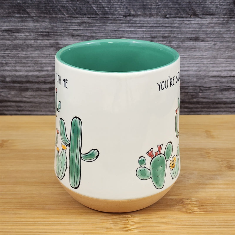 Load image into Gallery viewer, Cactus Embossed Coffee Mug Cup Saying "Your Stuck With Me" by Blue Sky Ceramic