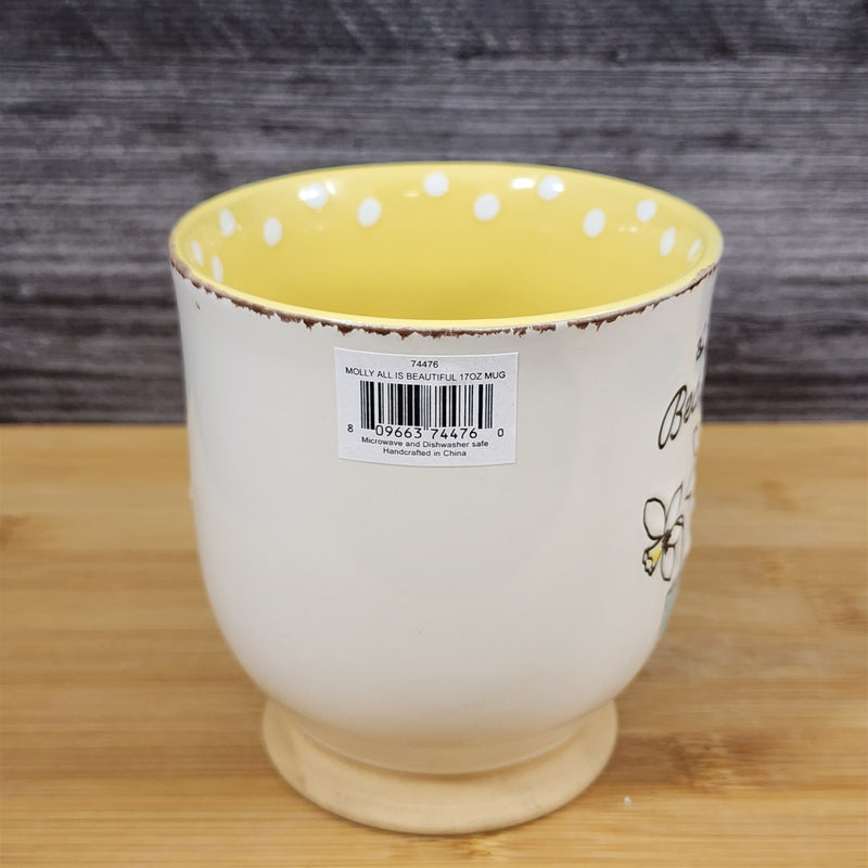 Load image into Gallery viewer, All is Beautiful Quote Mug Cottagecore Flowers Ceramic Cup Embossed Blue Sky