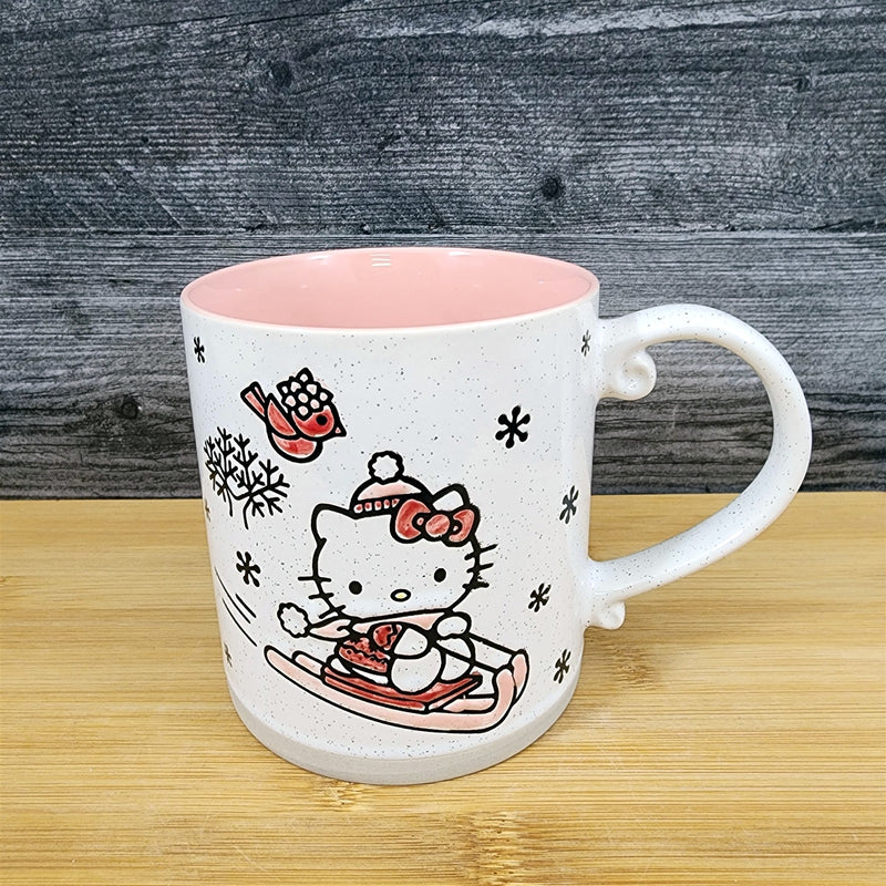 Load image into Gallery viewer, Hello Kitty Winter Sport Sledding Coffee Mug Blue Sky Ceramic Holiday Tea Cup