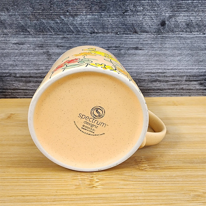 Load image into Gallery viewer, Butterfly and Yellow Flowers Country Garden Mug Nature Tan Tea Cup Blue Sky