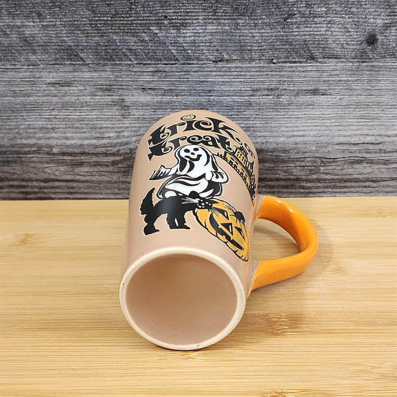 Load image into Gallery viewer, Halloween Coffee Mug Orange Black Trick or Treat Ghosts Tea Cup 17oz Blue Sky