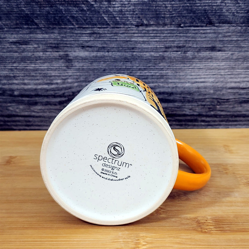 Load image into Gallery viewer, Halloween Coffee Mug Orange Black Trick or Treat Ghost Costume Tea Cup Blue Sky