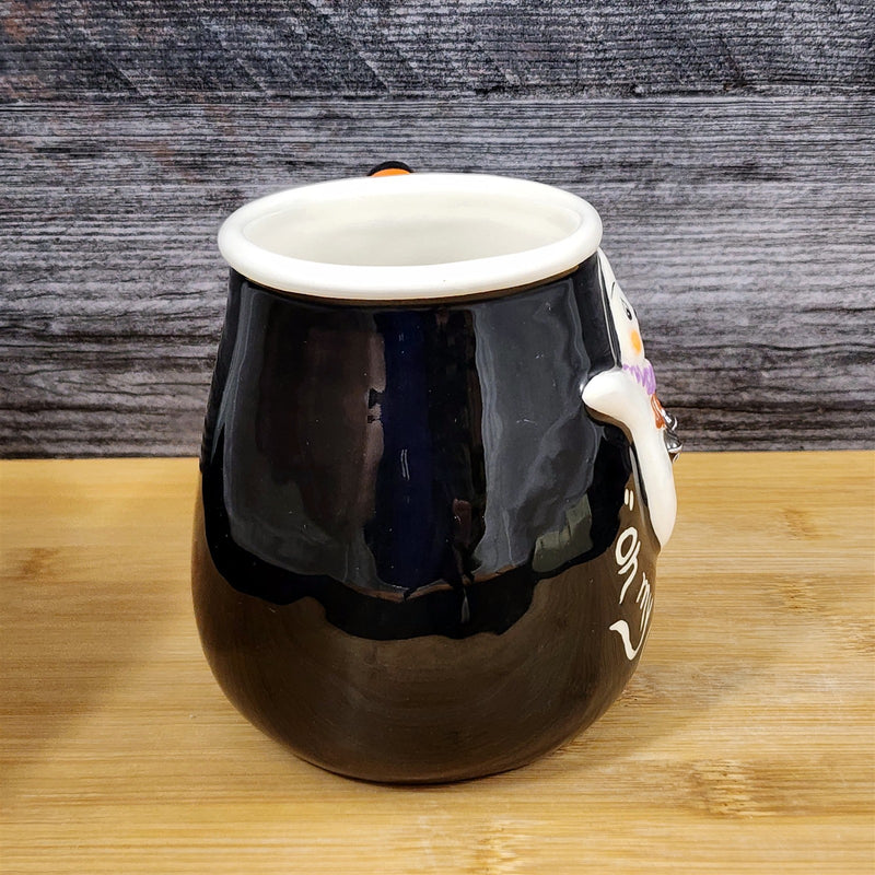 Load image into Gallery viewer, Halloween Coffee Mug Black Oh My Stars Ghost Tea Cup Blue Sky Heather Goldminc