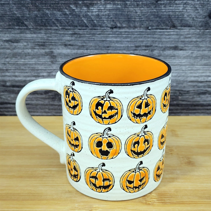 Load image into Gallery viewer, Halloween Pumpkin Coffee Mug Jack-o-Lanterns Faces Tea Cup 16oz by Blue Sky