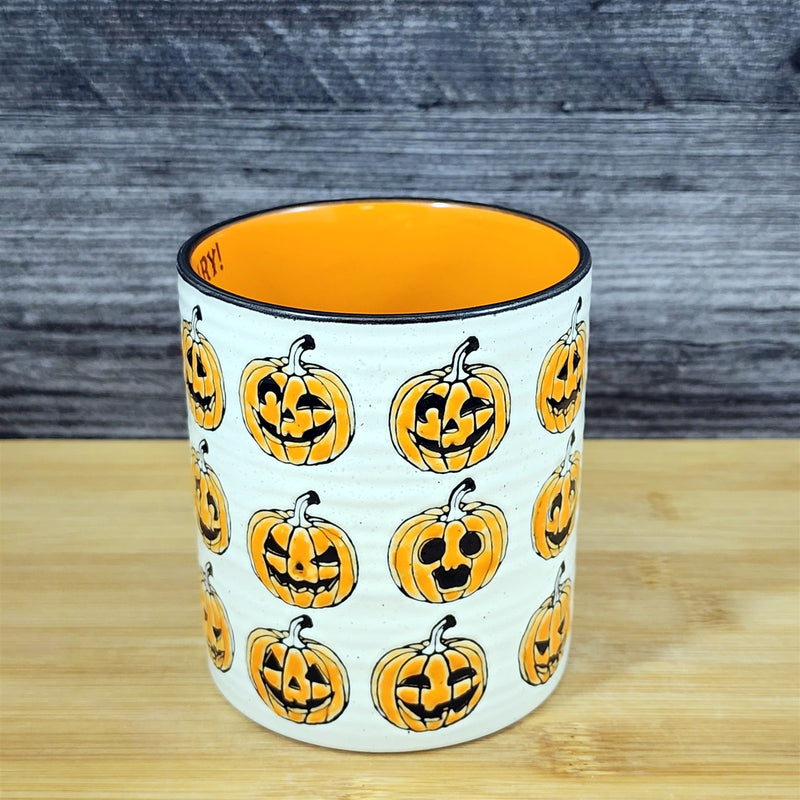 Load image into Gallery viewer, Halloween Pumpkin Coffee Mug Jack-o-Lanterns Faces Tea Cup 16oz by Blue Sky