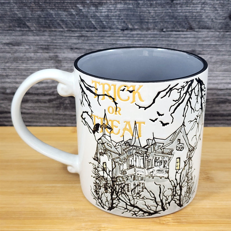 Load image into Gallery viewer, Spooky Coffee Mug Ceramic Halloween Haunted House Trick or Treat Cup Blue Sky