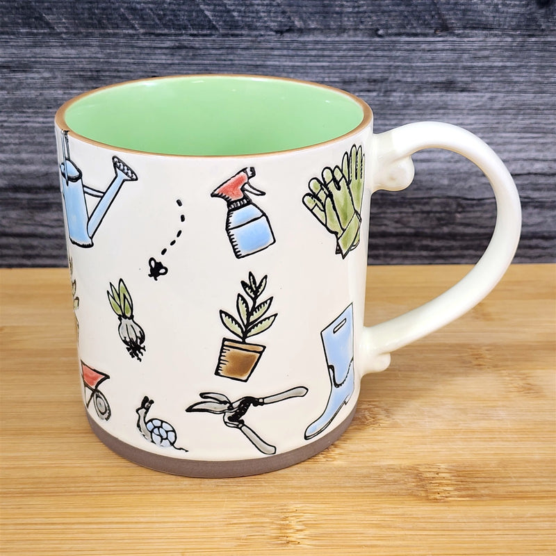 Load image into Gallery viewer, Hobby Gardener Coffee Mug Embossed Garden Tools flowers Pot Cup 21oz Blue Sky