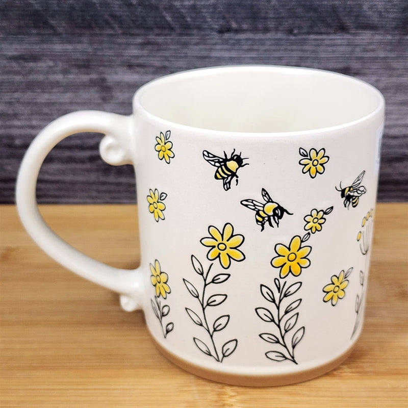 Load image into Gallery viewer, Bumble Bee Coffee Mug Cottagecore Wildflower Nature Garden Ceramic Cup Blue Sky