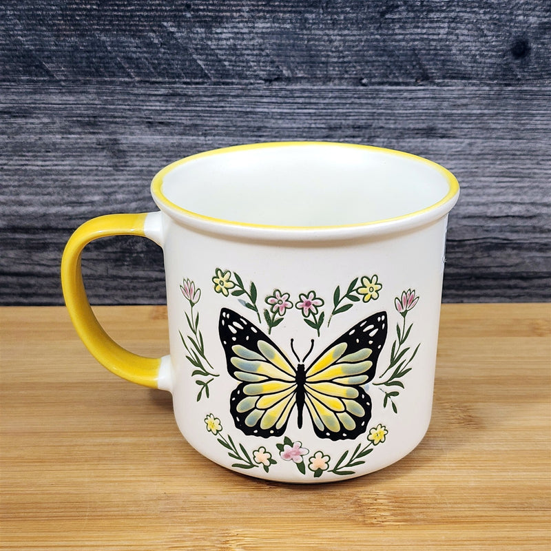 Load image into Gallery viewer, Butterfly Wildflower Coffee Mug Cottagecore Nature Garden Ceramic Cup Blue Sky