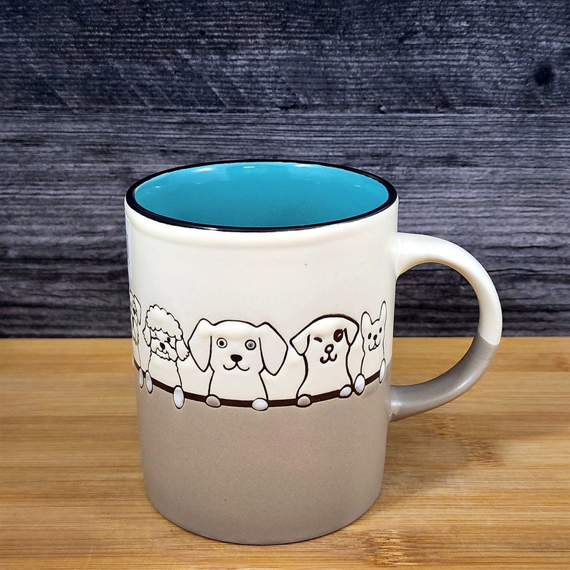 Load image into Gallery viewer, Dog Faces Coffee Mug 16 oz Tea Cup Ceramic Embossed by Blue Sky 16oz