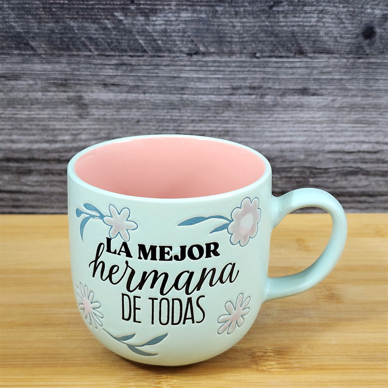 Load image into Gallery viewer, Spanish Coffee Mug La Mejor Hermana De Todas "Best Sister" Cup Blue Sky Ceramic