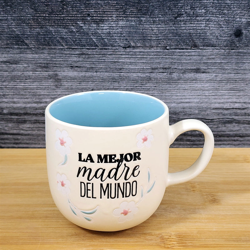 Load image into Gallery viewer, Spanish Coffee Mug La Mejor Madre Del Mundo "Best Mom" Cup Blue Sky Ceramic
