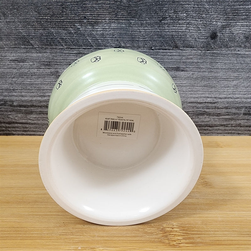 Load image into Gallery viewer, Heart Ring Cat Bowl Elevated Pedestal Raised Food Water Dish Ceramic Blue Sky