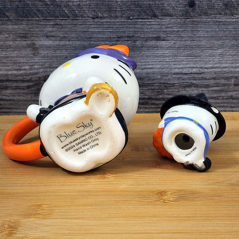 Load image into Gallery viewer, Hello Kitty Halloween Mug & Witch Figurine Ceramic White Coffee Tea Cup Blue Sky