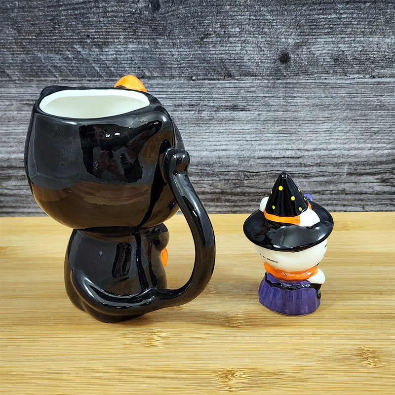 Load image into Gallery viewer, Hello Kitty Halloween Mug & Witch Figurine Ceramic Black Coffee Tea Cup Blue Sky