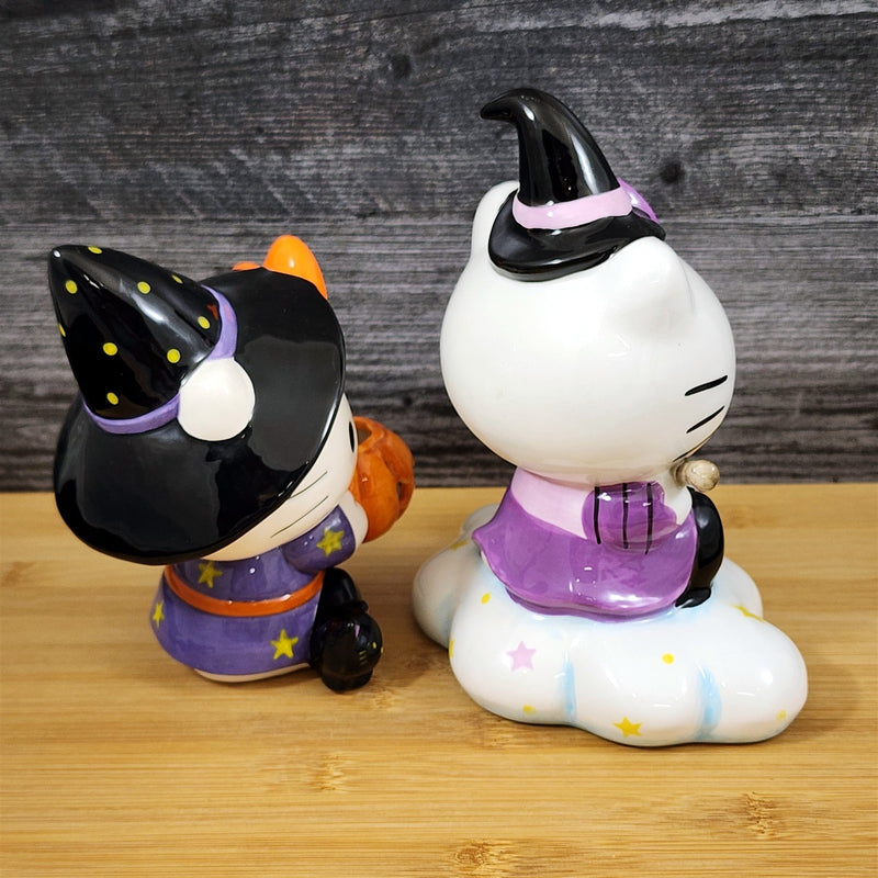 Load image into Gallery viewer, Hello Kitty Halloween Witch Figurine Décor Set Pumpkin Broom Ceramic Blue Sky