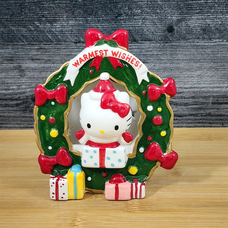 Load image into Gallery viewer, Hello Kitty Wreath & Presents Christmas Candle House Ceramic Blue Sky Goldminc