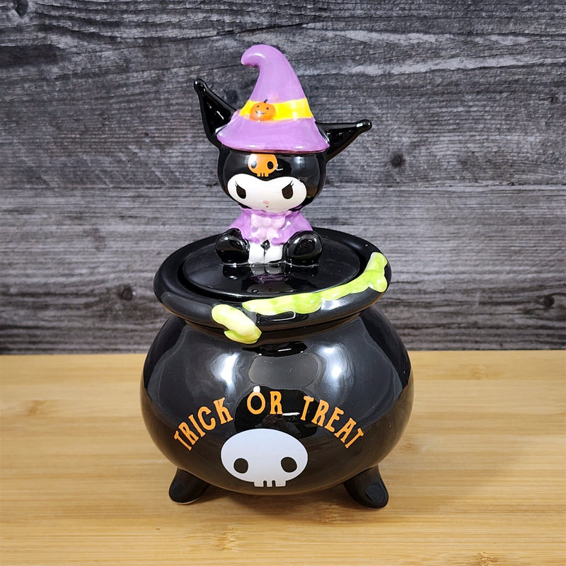 Load image into Gallery viewer, Kuromi Witch Halloween Candy Bowl with Lid Black Ceramic Blue Sky