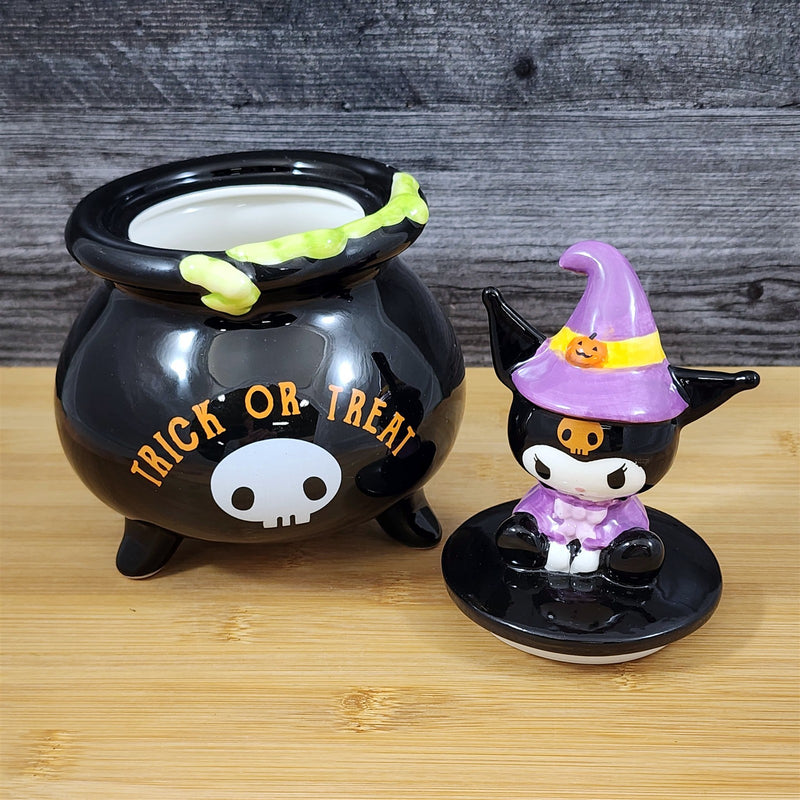 Load image into Gallery viewer, Kuromi Witch Halloween Candy Bowl with Lid Black Ceramic Blue Sky