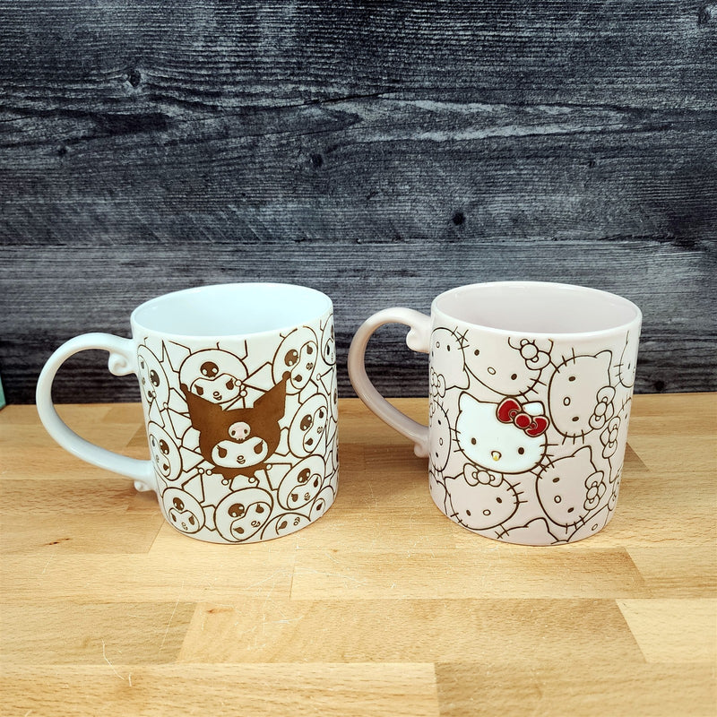 Load image into Gallery viewer, Hello Kitty & Kuromi Coffee Mug Set Ceramic Wrap Around Design Tea Cup Blue Sky