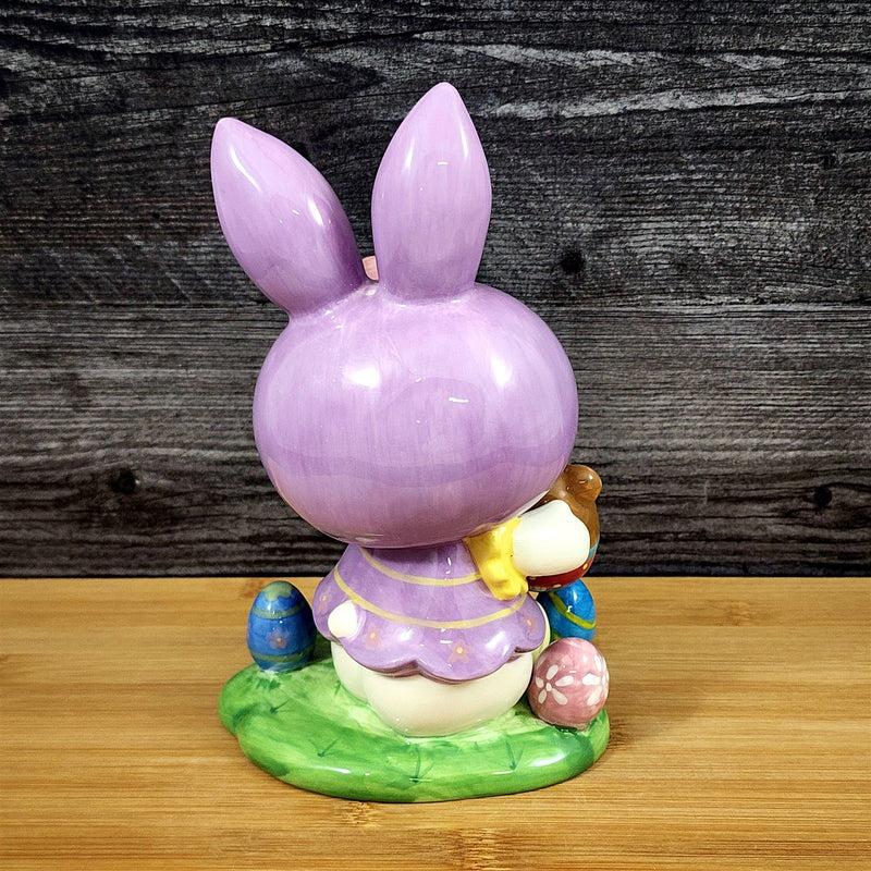 Load image into Gallery viewer, Hello Kitty Easter Bunny Ears Figurine Holding Bear Blue Sky Ceramic