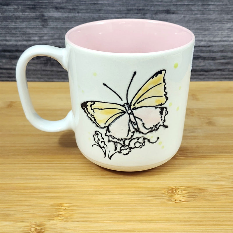 Load image into Gallery viewer, Butterfly Nature Motif Coffee Mug Ceramic Embossed 19oz Pink Tea Cup by Blue Sky