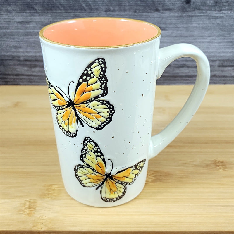 Load image into Gallery viewer, Monarch Butterfly Coffee Mug Nature Motif Ceramic Embossed 18oz Tea Cup Blue Sky