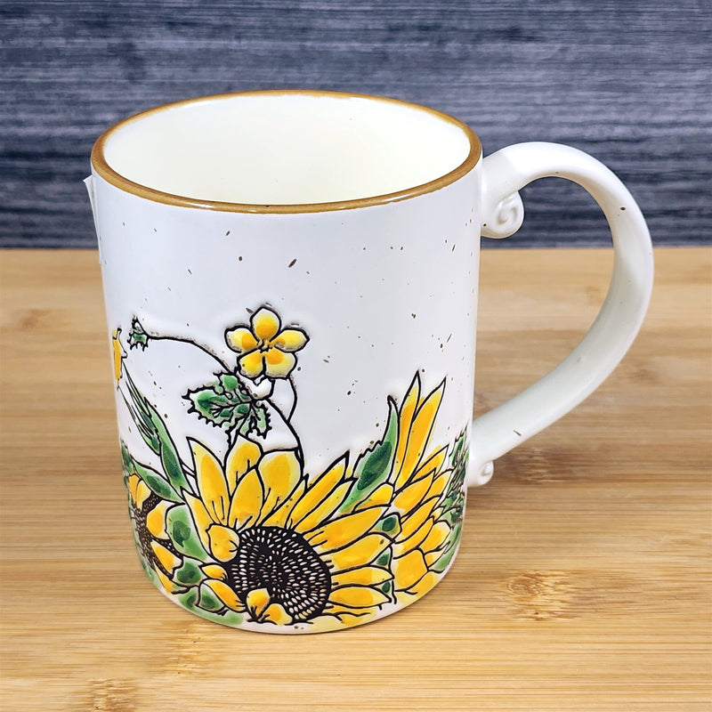 Load image into Gallery viewer, Sunflower Floral Coffee Mug Embossed Ceramic 16oz Summer Tea Cup by Blue Sky
