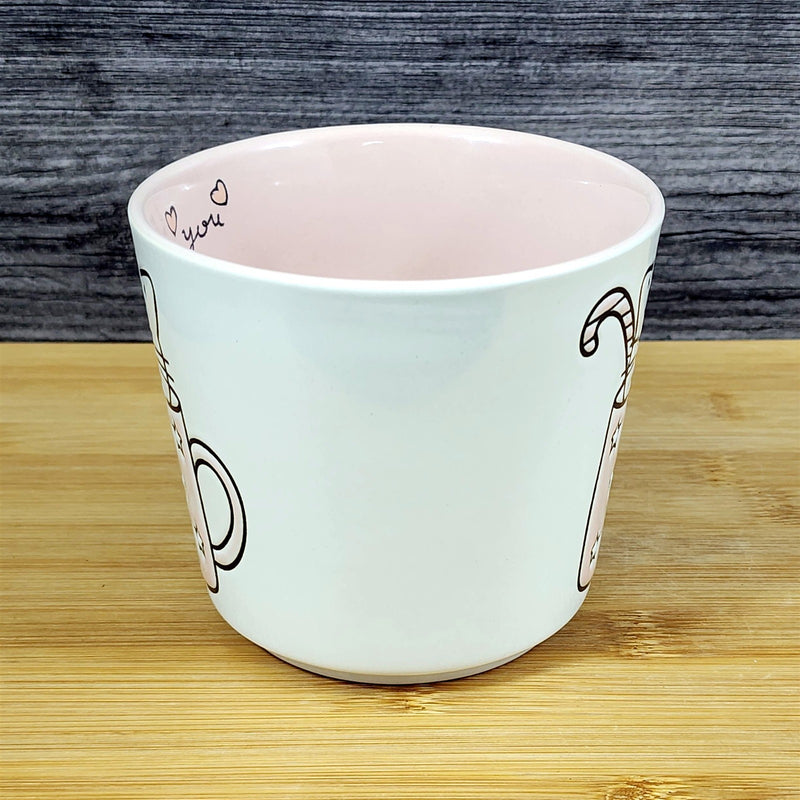 Load image into Gallery viewer, Pink Cat Lover Coffee Mug Embossed Ceramic Tea Cup Blue Sky “Love You" inside